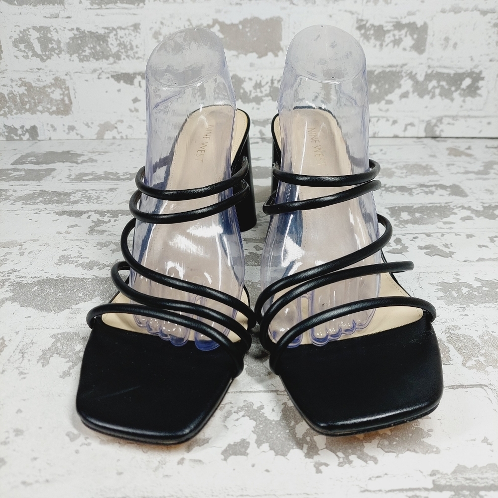 New Nine West Womens Getcha 3 Faux Leather Slip On Heels C67 - Picture 3 of 12